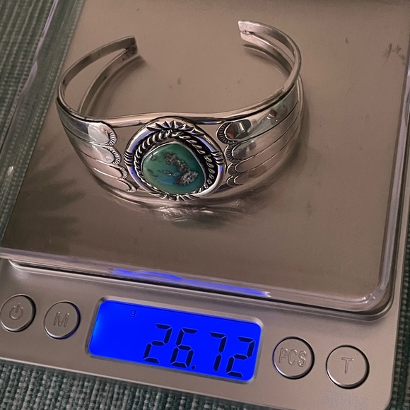 Native American High Grade Turquoise Sterling Cuff Bracelet 26g - Picture 2 of 12